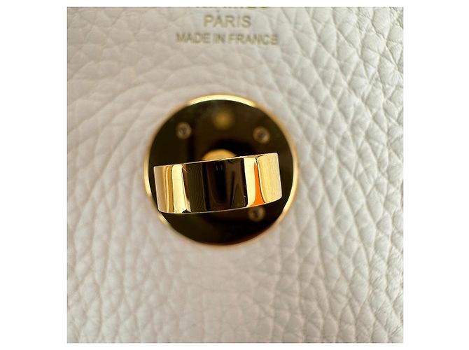 Borsa a tracolla Hermès Lindy 26 in pelle Clemence Cream Bianco Crudo - vista 17