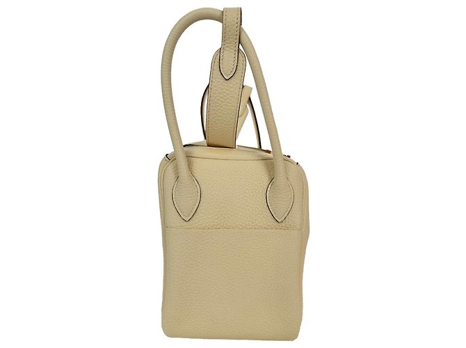 Borsa a tracolla Hermès Lindy 26 in pelle Clemence Cream Bianco Crudo - vista 8