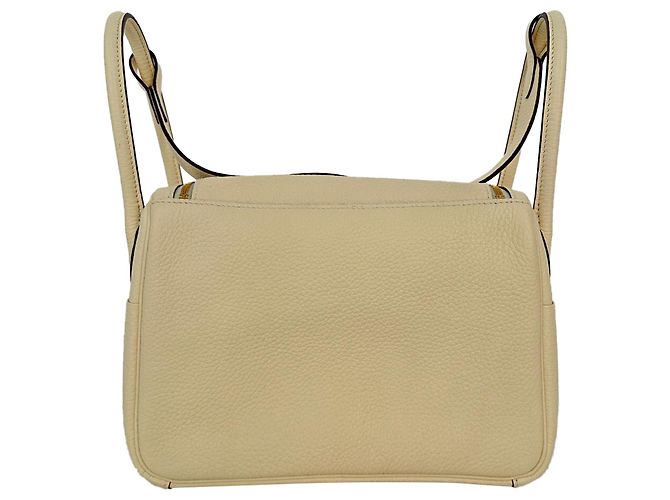 Borsa a tracolla Hermès Lindy 26 in pelle Clemence Cream Bianco Crudo - vista 9
