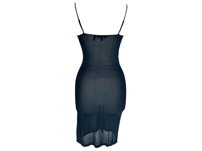 Mini abito bodycon trasparente Theory in lino blu navy - vista 3