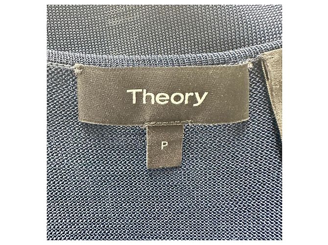 Mini abito bodycon trasparente Theory in lino blu navy - vista 4