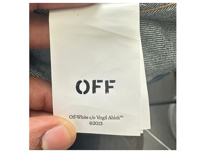 Off White Giacca in denim oversize Off-White con patch a freccia in cotone blu - vista 10