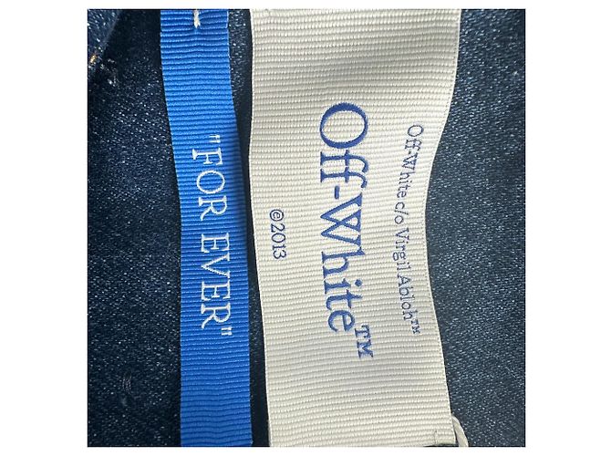 Off White Giacca in denim oversize Off-White con patch a freccia in cotone blu - vista 14