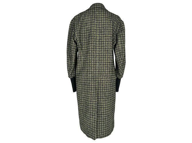 Chloé Plaid Double-Breasted Coat in Olive Wool Green Olive green - view 3