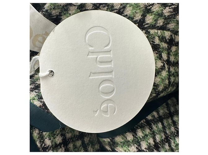 Chloé Plaid Double-Breasted Coat in Olive Wool Green Olive green - view 7