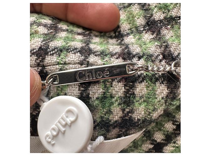 Chloé Plaid Double-Breasted Coat in Olive Wool Green Olive green - view 9