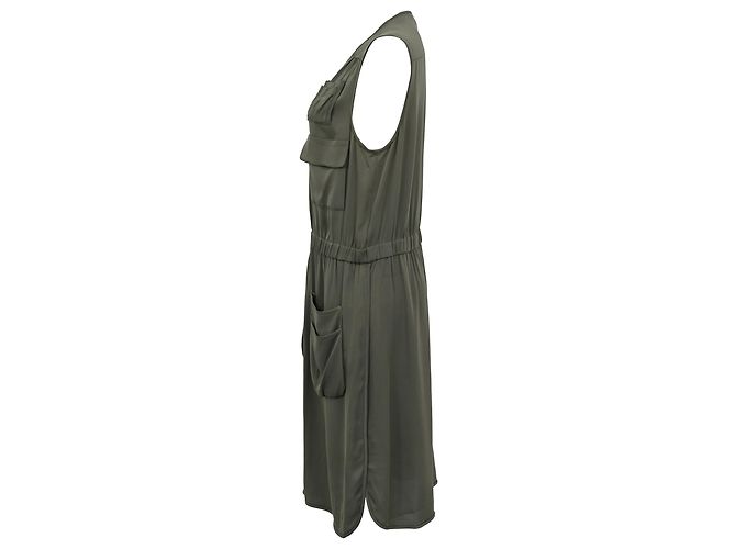 Abito Adara Utility Diane von Furstenberg in seta verde oliva - vista 2