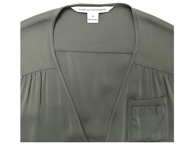 Abito Adara Utility Diane von Furstenberg in seta verde oliva - vista 4