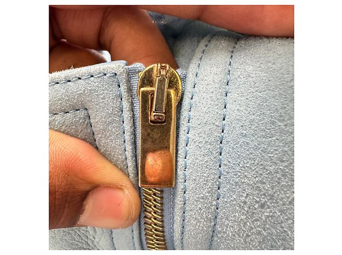 Chaqueta corta Jacquemus La Veste Paioù en piel de cordero azul - vista 11
