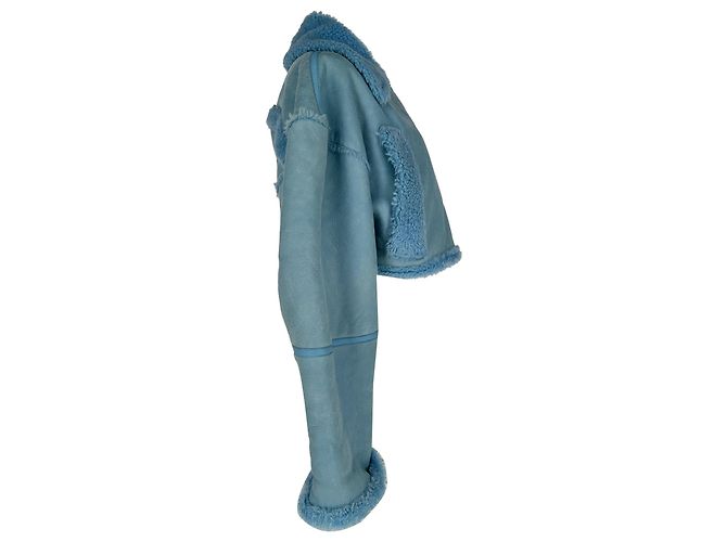 Chaqueta corta Jacquemus La Veste Paioù en piel de cordero azul - vista 2