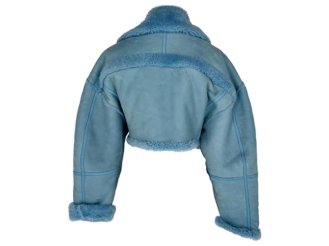 Chaqueta corta Jacquemus La Veste Paioù en piel de cordero azul - vista 3