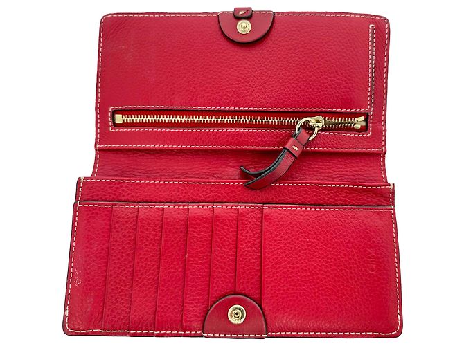Carteira Chloé Darryl com detalhe de anel em couro Burgundy - vista 11