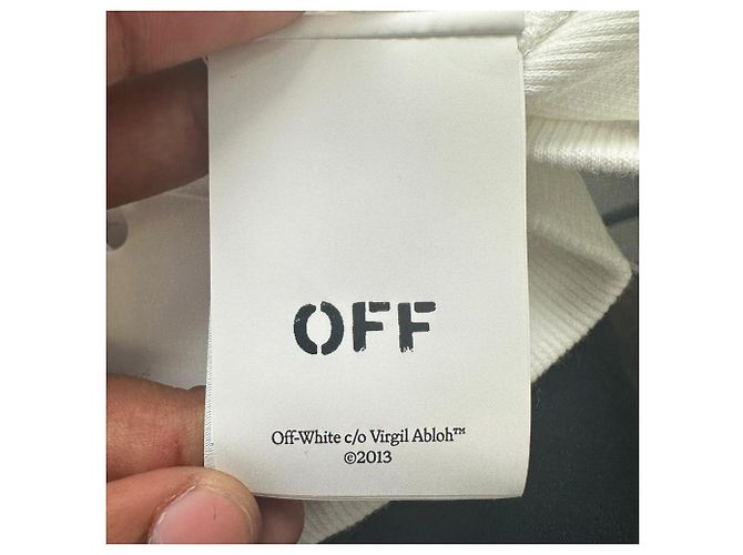 Off White Alça canelada Off-White Logo Stamp em algodão branco Cru - vista 10