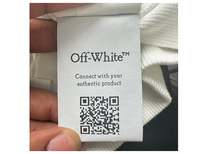 Off White Alça canelada Off-White Logo Stamp em algodão branco Cru - vista 5
