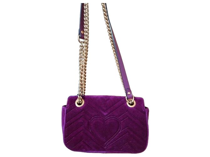 Borsa a tracolla Gucci Velluto Viola Trapuntata Cuore Porpora - vista 2