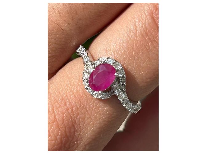 Autre Marque Natürlicher Burma-Rubin Mong Hsu Diamantring Weiß Rot Dunkelviolett - Ansicht 2