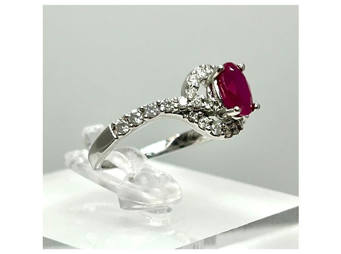 Autre Marque Natürlicher Burma-Rubin Mong Hsu Diamantring Weiß Rot Dunkelviolett - Ansicht 3