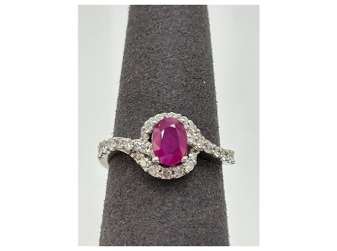 Autre Marque Natürlicher Burma-Rubin Mong Hsu Diamantring Weiß Rot Dunkelviolett - Ansicht 4