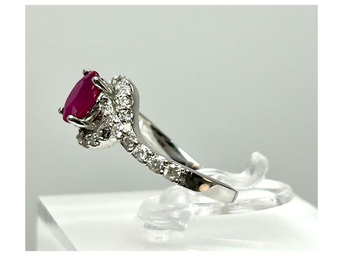 Autre Marque Natürlicher Burma-Rubin Mong Hsu Diamantring Weiß Rot Dunkelviolett - Ansicht 6