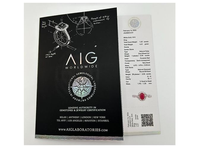 Autre Marque Natürlicher Burma-Rubin Mong Hsu Diamantring Weiß Rot Dunkelviolett - Ansicht 7