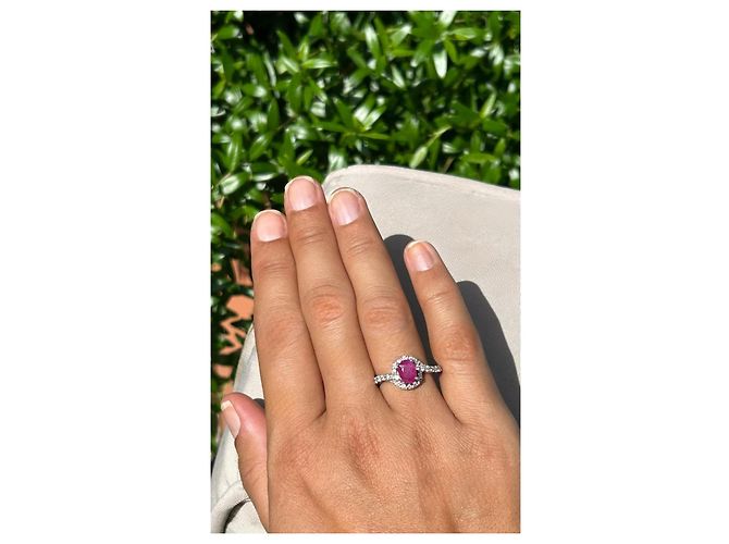 Autre Marque Natürlicher Burma-Rubin Mong Hsu Diamantring Weiß Rot Dunkelviolett - Ansicht 9
