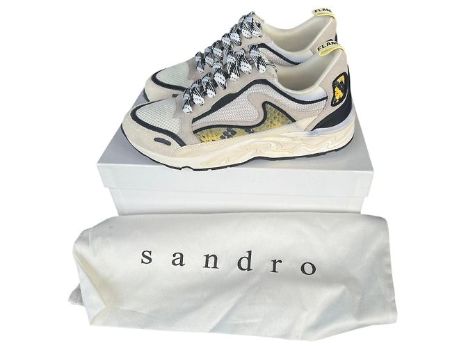 Sapatilhas Sandro Flame em camurça Preto Branco Bege Amarelo - vista 3