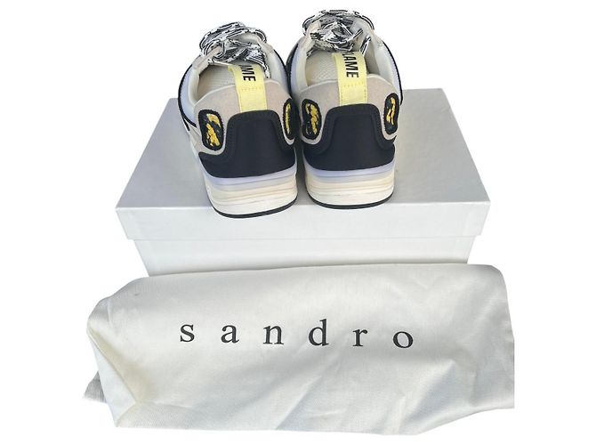 Sapatilhas Sandro Flame em camurça Preto Branco Bege Amarelo - vista 5