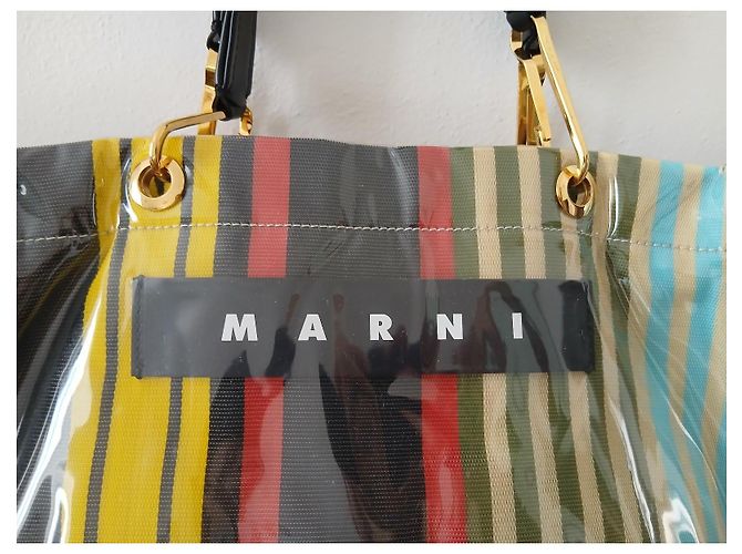 Borsa Tote Marni Glossy Grip a Righe Multicolore - vista 3