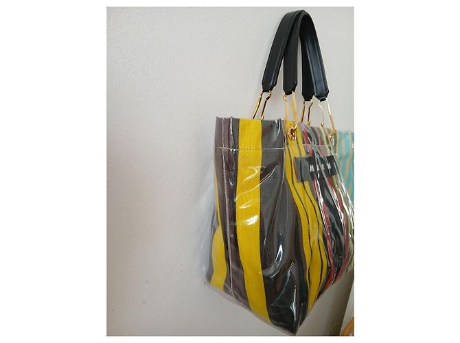 Borsa Tote Marni Glossy Grip a Righe Multicolore - vista 4