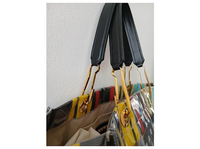 Borsa Tote Marni Glossy Grip a Righe Multicolore - vista 5