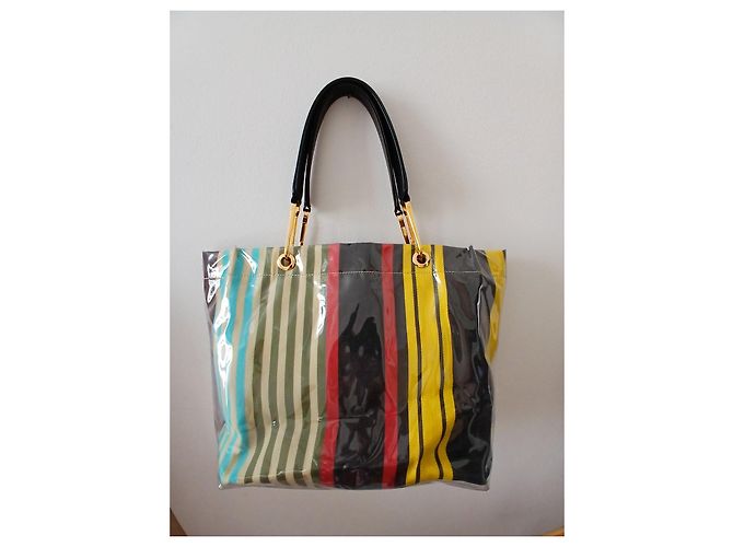 Borsa Tote Marni Glossy Grip a Righe Multicolore - vista 7