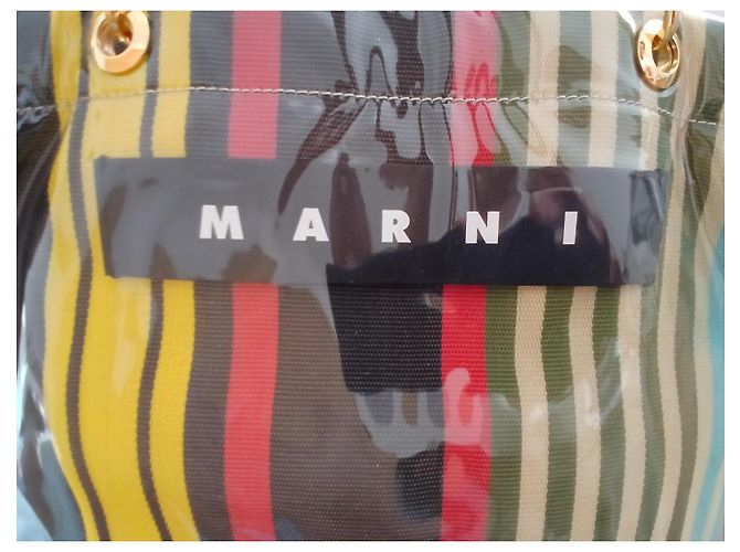 Borsa Tote Marni Glossy Grip a Righe Multicolore - vista 9