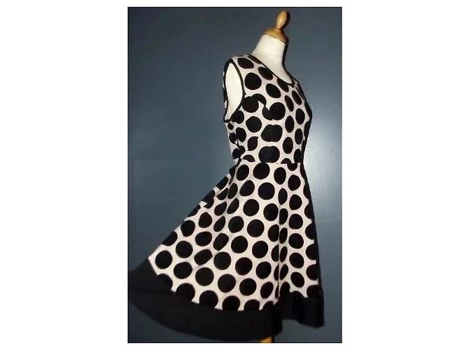 Autre Marque Praslin Preppy Polka Dot Samtkleid Schwarz Weiß - Ansicht 12