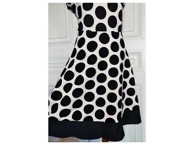 Autre Marque Praslin Preppy Polka Dot Samtkleid Schwarz Weiß - Ansicht 14