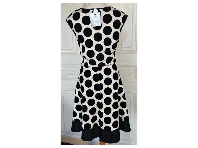 Autre Marque Praslin Preppy Polka Dot Samtkleid Schwarz Weiß - Ansicht 16