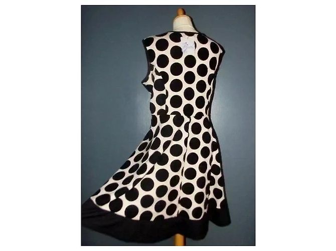 Autre Marque Praslin Preppy Polka Dot Samtkleid Schwarz Weiß - Ansicht 17