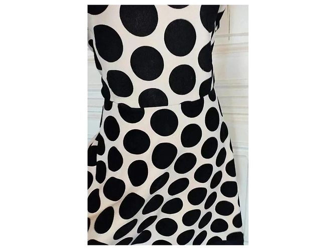 Autre Marque Praslin Preppy Polka Dot Samtkleid Schwarz Weiß - Ansicht 2