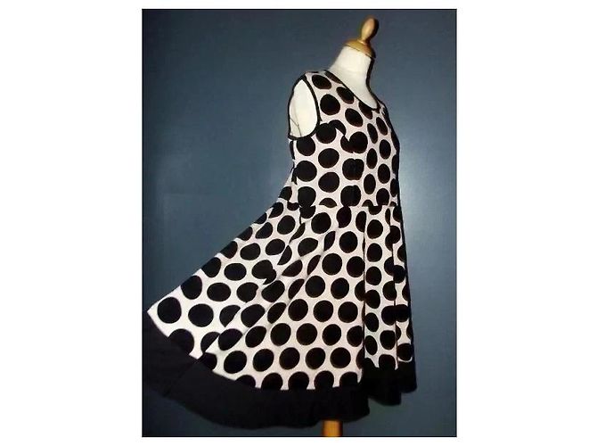 Autre Marque Praslin Preppy Polka Dot Samtkleid Schwarz Weiß - Ansicht 3