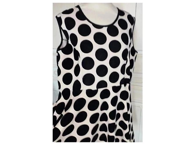 Autre Marque Praslin Preppy Polka Dot Samtkleid Schwarz Weiß - Ansicht 4