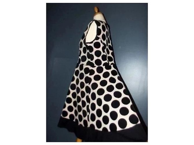 Autre Marque Praslin Preppy Polka Dot Samtkleid Schwarz Weiß - Ansicht 5
