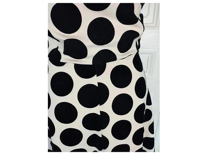 Autre Marque Praslin Preppy Polka Dot Samtkleid Schwarz Weiß - Ansicht 6