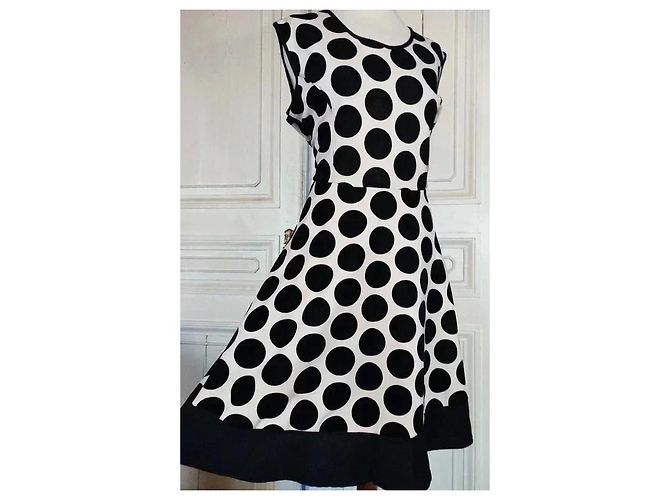 Autre Marque Praslin Preppy Polka Dot Samtkleid Schwarz Weiß - Ansicht 7