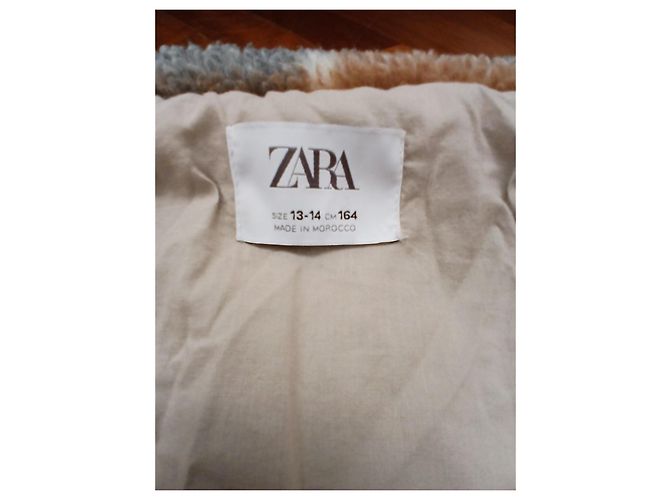 Zara Kinder Karo-Fleecejacke Braun Weiß Mehrfarben Grau - Ansicht 2
