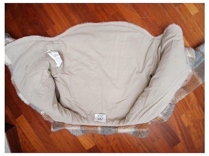 Zara Kinder Karo-Fleecejacke Braun Weiß Mehrfarben Grau - Ansicht 3
