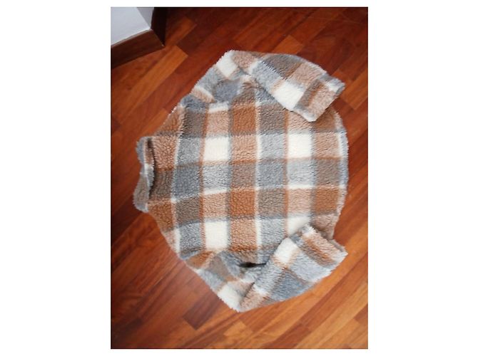 Zara Kinder Karo-Fleecejacke Braun Weiß Mehrfarben Grau - Ansicht 6