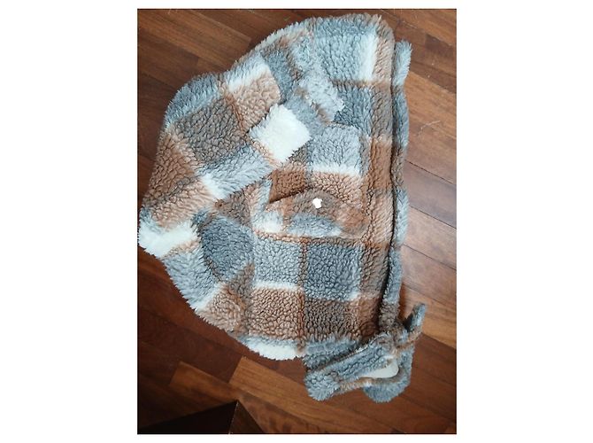 Zara Kinder Karo-Fleecejacke Braun Weiß Mehrfarben Grau - Ansicht 8