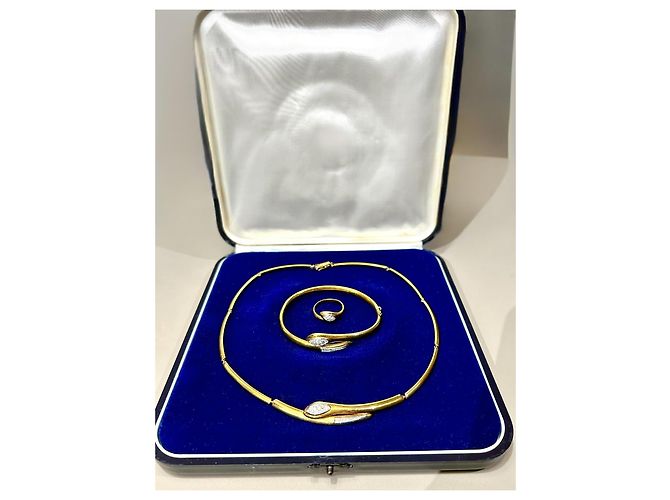 Autre Marque Parure Serpente Art Deco in Oro Giallo 18k e Diamanti D'oro - vista 6