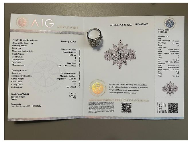 Autre Marque Anello La Regina in Oro Bianco 18k con 21 Diamanti Naturali - vista 16