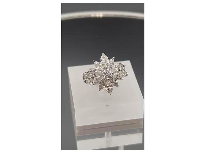 Autre Marque Anello La Regina in Oro Bianco 18k con 21 Diamanti Naturali - vista 17