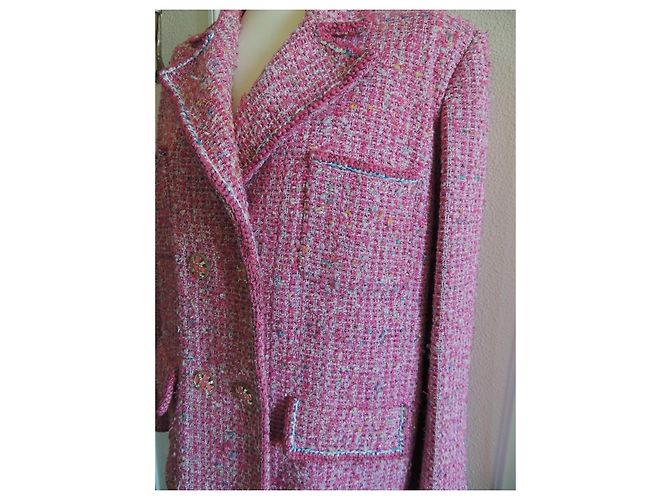 Chanel Chaqueta de Tweed Cruzada Desfile Primavera-Verano 2019 Fuchsia Rosa - vista 4